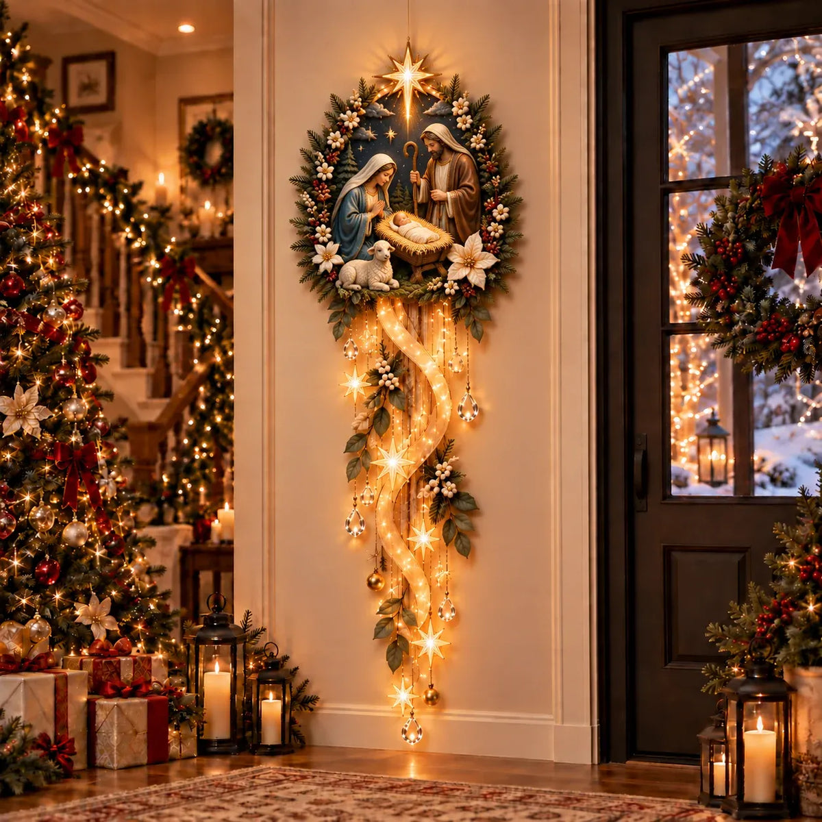 Nativity Starfall Wall Light | Warm Golden Bethlehem Glow⭐