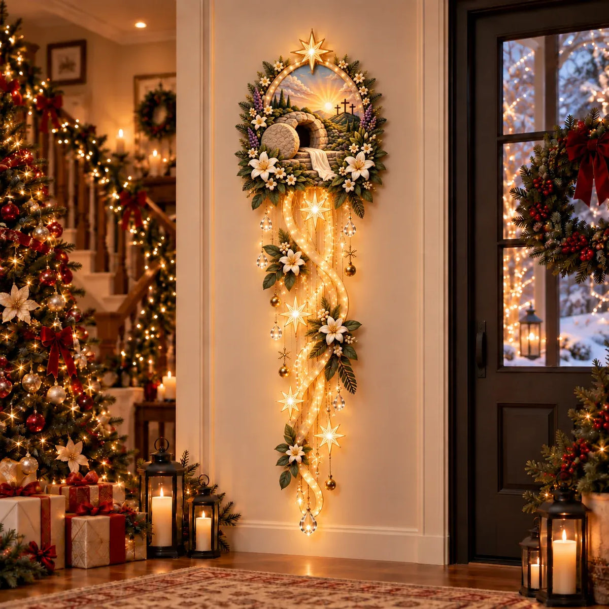 Nativity Starfall Wall Light | Warm Golden Bethlehem Glow⭐